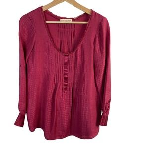 Rebecca Taylor Blouse Popover Shirt Top Barbie Pink Scoop Neck Sz 2‎ 100% Silk